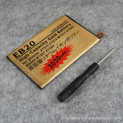 for Motorola XT910 XT912 EB20 internal gold battery with 3030mAh,china professional battery!